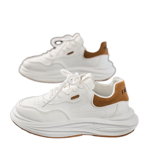 New Men's Spring 2025 Breathable <b>White</b> Canvas <b>Lace</b>-up Sneakers Versatile Thick-soled Walking Shoes Casual Trendy Fashion - Product Image 1