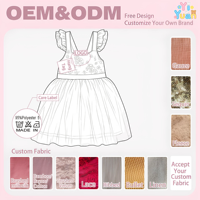 Robe Tutu Enfant Bleu Clair à Volants Floraux et Bretelles, Jupe en Tulle Multicouche Blanche, Robe de Soirée de Jardin pour Fillettes