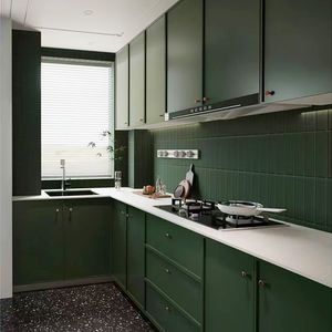 Armadi da <span class=keywords><strong>cucina</strong></span> senza vernice lucida di colore solido avanzato stile antico medio con Design a isola - Product Image 5