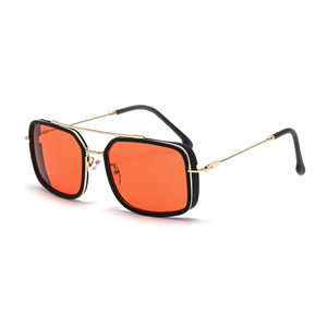 Nouvelles lunettes de soleil carrées pour hommes, monture noire, verres rouge vif, protection UV400, anti-éblouissement, pour la conduite, en PC, ZX168 - Product Image 1