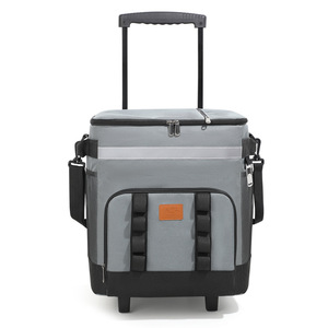 Sac <span class=keywords><strong>isotherme</strong></span> roulant en cuir moderne, nouvelle collection, pour pique-nique extérieur, glacière de voiture grande capacité <span class=keywords><strong>à</strong></span> roulettes - Product Image 1