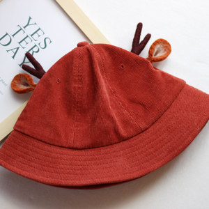 Cappello da Pescatore in Velluto a Coste con <span class=keywords><strong>Corna</strong></span> <span class=keywords><strong>di</strong></span> <span class=keywords><strong>Cervo</strong></span>, Cappello a Secchiello con Orecchie <span class=keywords><strong>di</strong></span> <span class=keywords><strong>Cervo</strong></span> in Feltro Fatte a Mano, Cappello a Secchiello Divertente a Cartone Animato per Bambini Autunno Inverno - Product Image 3