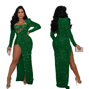 Elegante Vestido largo de lentejuelas de color sólido debe tener para las mujeres de moda - Product Image 6