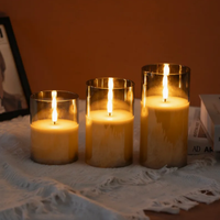 Bougie LED personnalisée à piles, en verre, cadeau de Noël, bougies décoratives en cire de paraffine, bougies de fête, lumière de pilier