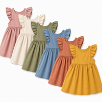 Robe Confortable à Bretelles pour Filles, Couleur Unie, Dos Croisé, 100% Coton Respirant, Collection Été 2026 – Vente en Gros de Vêtements pour Tout-Petits