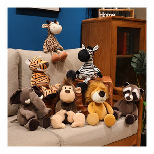 30/35/50 सेमी 7 शैली से भरे वन जानवरों शेर शेर शेर हाथी बंदर ज़ेबरा गिगाफ रेकून प्लश खिलौना जानवर - Product Image 1