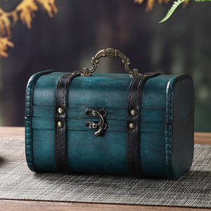 Retro Wooden <b>Storage</b> <b>Box</b> Portable Flip Lid For Home Jewelry Cosmetic Document Organizer Decorative <b>Box</b> - Product Image 3