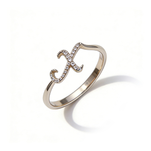 CUSTOM SILVER 10K/14K <b>GOLD</b> PLATED SOLID <b>GOLD</b> LAB GROWN DIAMOND ZICON ENGAGEMENT CLUSTER <b>RING</b> UNISEX CUTE ANNIVERSARY ALPHABET - Product Image 1