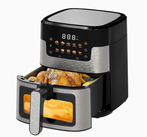 Friteuse à air intelligente à écran tactile 5-6L en plastique, sans huile, avec fenêtre d'observation et panier antiadhésif pour usage domestique et hôtelier - Product Image 1