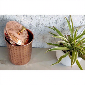 Handmade Hammered Copper <b>Storage</b> Canister with Lid Decorative <b>Kitchen</b> Countertop Container - Product Image 5