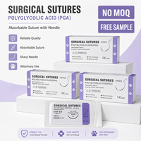Sutures vétérinaires professionnelles PGA avec aiguille à coupe inversée, fil chirurgical résorbable, boîte de 12 pièces, faible MOQ