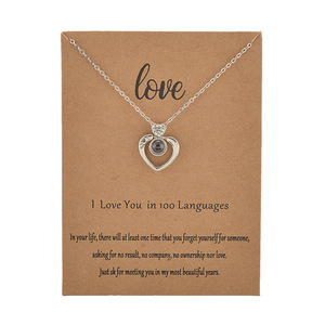 Heart <strong>Necklace</strong> 100 Languages Projection Pendant Jewelry <strong>for</strong> Mom <strong>Girlfriend</strong> Birthday Christmas Romantic Gifts - Product Image 4
