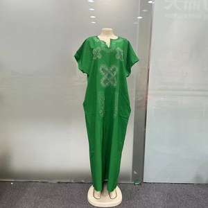 2025 nueva moda verano caliente diamante nacional Color sólido personalizado <span class=keywords><strong>Buba</strong></span> África poliéster de talla grande vestido de mujer bordado - Product Image 6