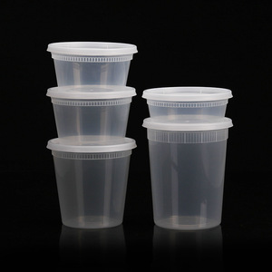 Disposable 32 oz plastic food containers tamper proof meal prep containers soup bowl round deli microwavable take out container