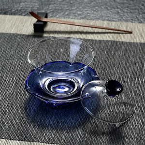 Ice-Clean Colored Glass Gaiwan High Borosilicate Heat Resisting Three Piece <b>Tea</b> <b>Infuser</b> Cup For Kung Fu <b>Tea</b> - Product Image 2