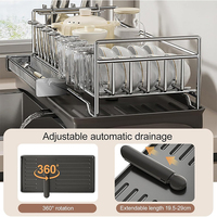 Égouttoir de cuisine en acier inoxydable pour la vaisselle, avec fonction de drainage et de séchage