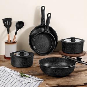 Juego de utensilios de cocina de piedra Maifan, sartén antiadherente, olla para sopa, mangos desmontables, apto para horno. - Product Image 3