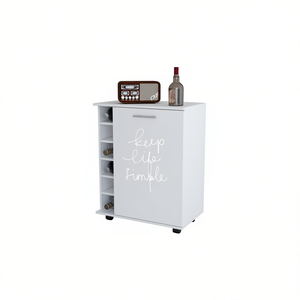 Carrito de Bar con Estante para 6 Botellas de Vino, Color Blanco, con Estante de Almacenamiento, Diseño Moderno, Mueble para el Hogar - Product Image 1