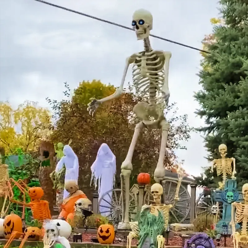 8ft decorazioni da cortile in plastica per artigianato all'aperto spaventose decorazioni da parco divertimenti che illuminano lo scheletro oggetti di scena animati di Halloween