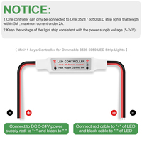 Contrôleur de variateur d'intensité lumineuse miniature ESann à 11 touches pour bandes LED, réglage de la luminosité, DC 5V-24V 2A