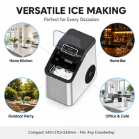 Machine à glaçons SOHEF avec alerte de niveau d'eau faible, 8 sphères transparentes par cycle, 15 à 25 minutes pour la maison, le bar ou le comptoir