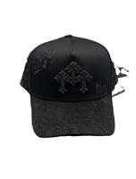 Casquette de baseball de luxe en métal noir Rico Hats Cristo Chrome Unisexe Hip Hop Gorras Con Strass