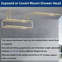 NPYSVSSS Ensemble de douche moderne double à fixation au plafond LED 16x32 pouces, avec pommeau de pluie et valve 4 fonctions de 6 pouces, 2-en-1 pour salle de bain