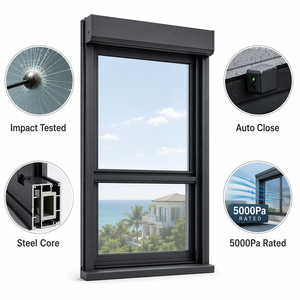 Fenêtre motorisée panoramique pour villa sur mesure, à levage électrique, coulissante verticalement, en aluminium, double vitrage, avec télécommande intelligente - Product Image 1