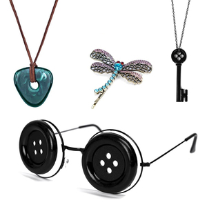 Set Combinado <span class=keywords><strong>de</strong></span> Collar con Botón <span class=keywords><strong>de</strong></span> Plástico, Gafas, Llavero y Pinza para el Cabello con Libélula Esmeralda - Product Image 1