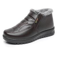 Chaussures en coton pour femmes en hiver, bottes de neige épaissies avec polaire ajoutée, antidérapantes et chaudes, chaussures en coton pour femmes d'âge moyen