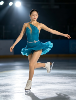 Robe de patinage artistique asymétrique bleu sarcelle avec découpes et ceinture en strass, jupe sans manches pour filles et adultes, compétition et performance