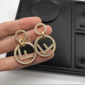 Boucles d'oreilles de luxe, marque célèbre style F, nouveau design, bijoux en lettres L et V, 1 paire