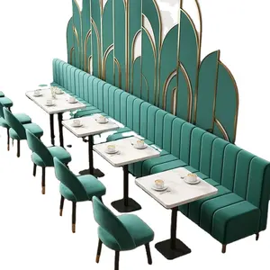 Mobili commerciali economici Design moderno sedile in pelle di metallo cabina ristorante posti a sedere mobili tavoli e sedie set