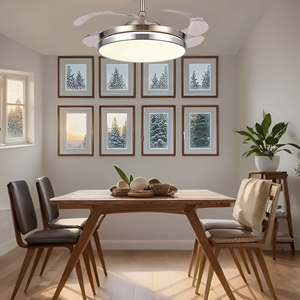 Chất lượng cao 42inch phòng ngủ <span class=keywords><strong>LED</strong></span> quạt trần điều khiển từ xa 4 lưỡi vô hình tiết kiệm năng lượng quạt trần với ánh sáng - Product Image 2