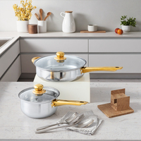 Batterie de Cuisine 12 Pièces en Acier Inoxydable avec Couvercles – Ensemble de Poêle à Frire, Casseroles, Bouilloire et Faitout pour Induction