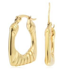 Boucles d'oreilles créoles yunnique en or 18 carats, design géométrique texturé en forme de U - Product Image 1