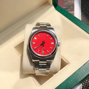 Montre automatique de luxe en acier inoxydable argenté, cadran rouge vibrant, mode, affaires, sport, montre légère - Product Image 3