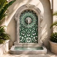 Mosaïque personnalisée à motif étoile islamique pour salle de bain et crédence de cuisine, murale artistique en céramique de pierre verte pour mur commercial