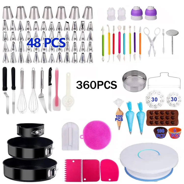 Juego de herramientas para hornear pasteles, suministros de decoración, Kit de horno giratorio, accesorios de cocina DIY Sugarcraft, 288 Uds.