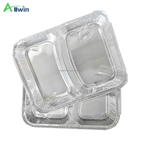 Moule à pain jetable en aluminium, plateau de cuisson en aluminium jetable, 2 compartiments, contenants alimentaires jetables en aluminium P2-810ml