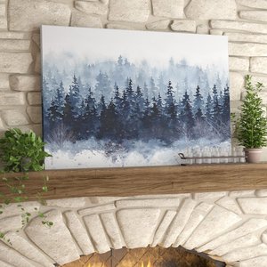Art sur toile personnalisé pour chambres d'hôtel paysage Nature Art mural bleu marine clair blanc 'Indigo Forest'-impression sur toile peinture - Product Image 1