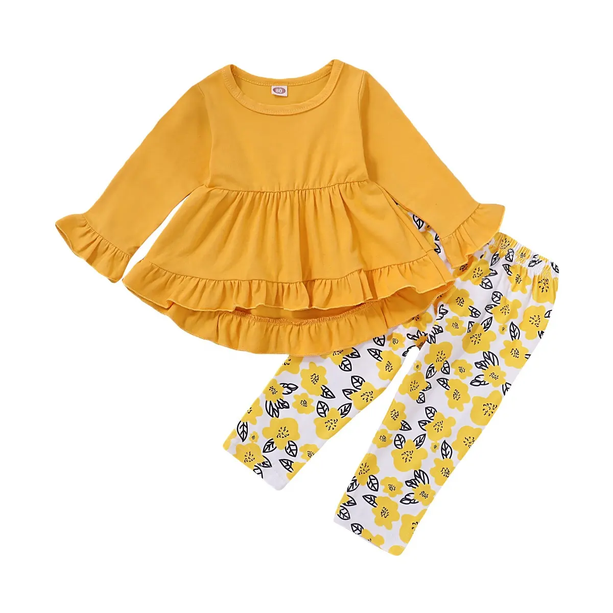 Neugeborene Baby Mädchen Kleidung Set Langarm Tops Print Hosen 2Pcs Outfits Säuglings bekleidung Anzug