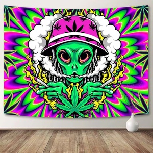 Estilo americano Space Et Alien Series Astronauta Impreso Manta Led Tela Decoración del hogar Tapiz - Product Image 4
