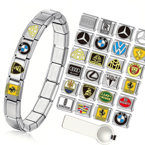 Popular Italian Charm Car Logo <b>Bracelet</b> Rhodium Plated DIY Handmade Bulk Gold Silver Stainless Steel Gift - Product Image 1