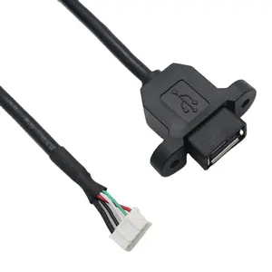 USB-Type A weibliche Sperr-Schraube Ohr-Panel-Halterungskabel zu 4-Pin-JST PH2.0 Kopfzeile-Verlängerungskabel