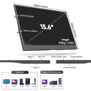 New OEM/ODM Xách Tay 15.6 Inch FHD 1080P IPS HDR <span class=keywords><strong>LCD</strong></span> Hiển Thị USB Loại C Màn Hình 1920X1080 Độ Phân Giải Mở Rộng Màn Hình Máy Tính Xách Tay - Product Image 4