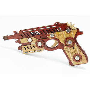 Modelo de Madera Realista para Armar, Pistola de Goma de 4 Disparos, Rompecabezas 3D Falcon, Juguete Hecho a Mano - Product Image 4