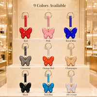Porte-clés papillon en strass scintillant, breloque de sac pour clés de voiture, cadeau personnalisé pour femmes et filles, 9 couleurs
