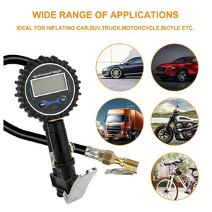 Manomètre numérique avec gonfleur de pneus, vérificateur d'air et <span class=keywords><strong>accessoires</strong></span> de compresseur – Test de pression des pneus robuste - Product Image 3