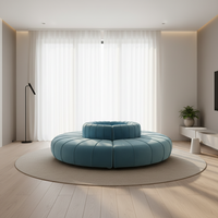 Heywood Blaues Samt-Rundsofa im Chesterfield-Stil für Wohnzimmer, Hochzeit und Heimgebrauch
